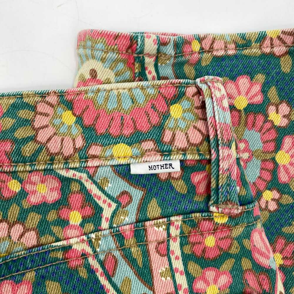 MOTHER Green Pink High Rise Jeans Floral Rambler Zip Ankle | Womens 24 - Picture 7 of 10